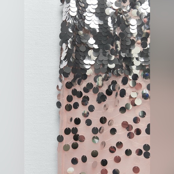 Zara Pink and Silver Sequin Midi Dress - Picture 4 of 4